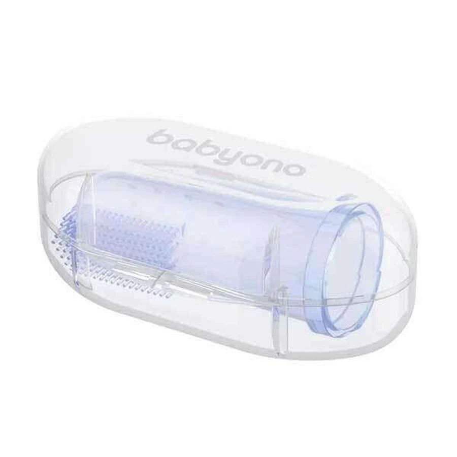 BabyOno, пальчиковая щетка для первых зубов, силикон, голубая, 723/02, 1 шт.: цены и характеристики