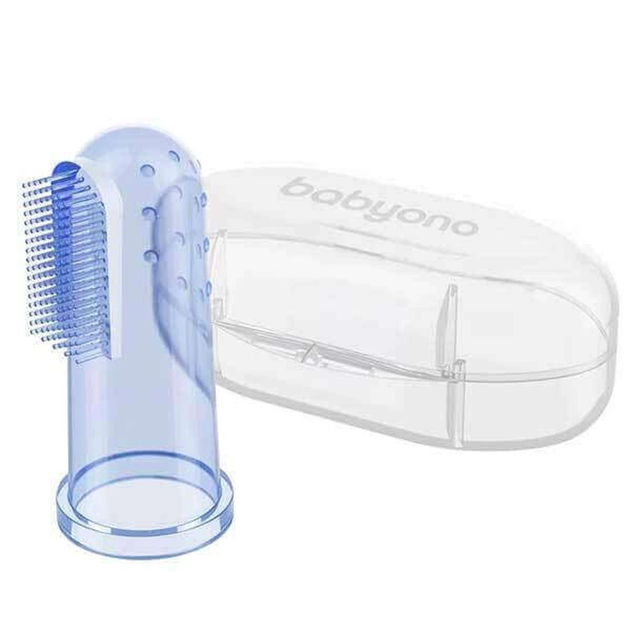 BabyOno, пальчиковая щетка для первых зубов, силикон, голубая, 723/02, 1 шт.: цены и характеристики