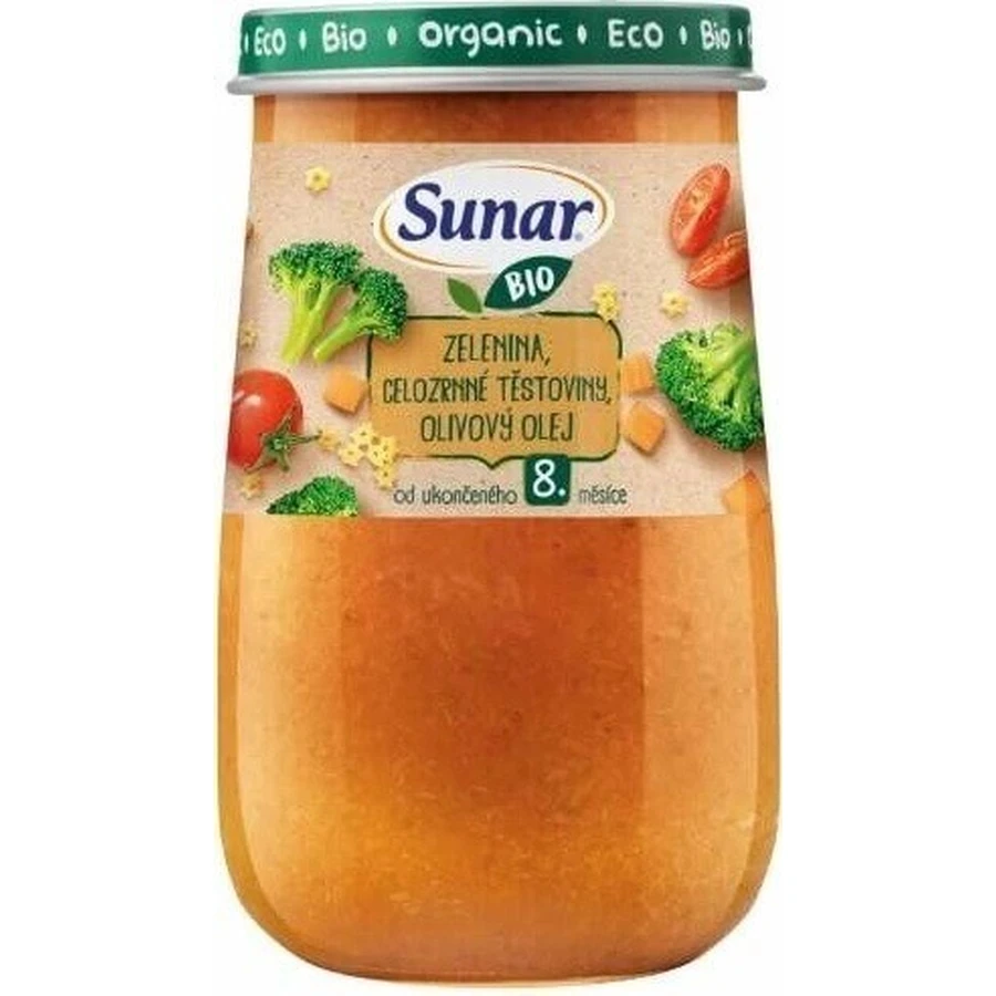 Sunar Organic Vegetable, макарони з цільнозернової пшениці, оливкова олія 190 г 1×190 г, закваска: ціни та характеристики