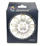 Набор из 12 накладных ногтей с глиттером, Janelove, белый