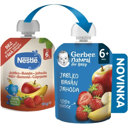 Gerber Natural пакетик яблоко-банан-клубника 6м+ 90 г: цены и характеристики