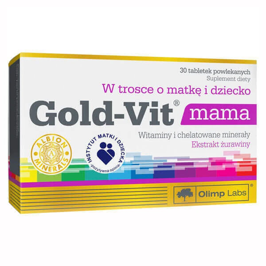 Olimp Gold-Vit Mama, 30 таблеток, вкритих плівковою оболонкою ЗАБРУДНЕНА УПАКОВКА: ціни та характеристики