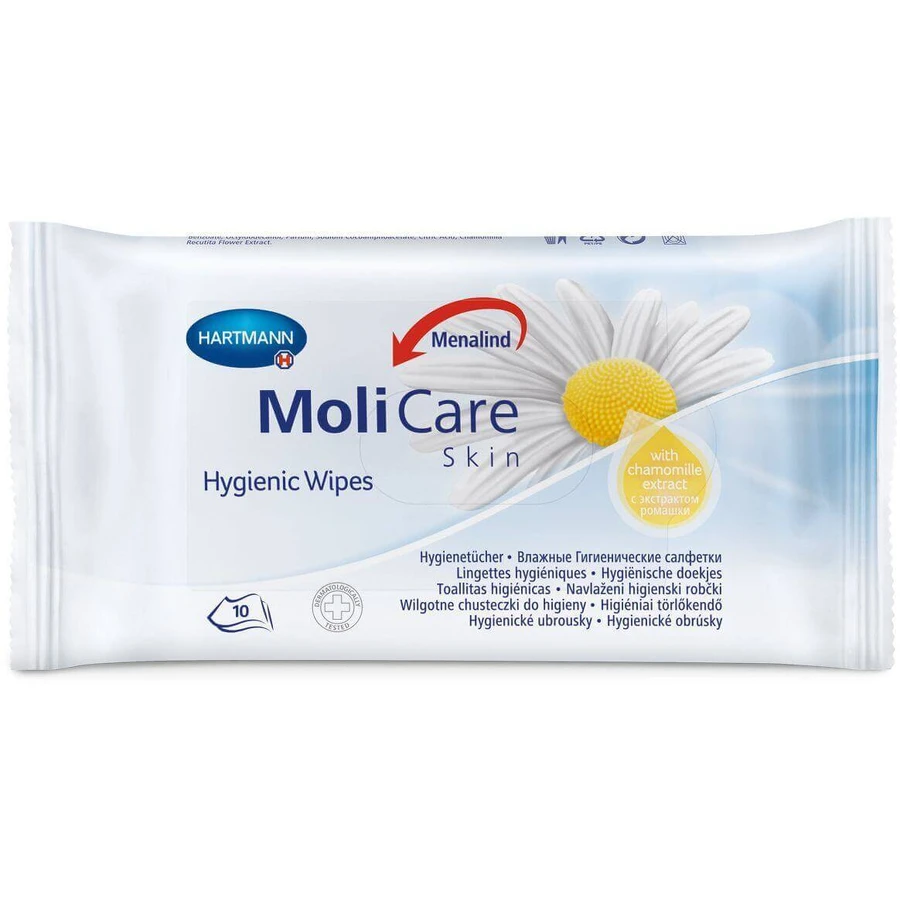 MoliCare SKIN Гігієнічні серветки з екстрактом ромашки 10 шт: ціни та характеристики