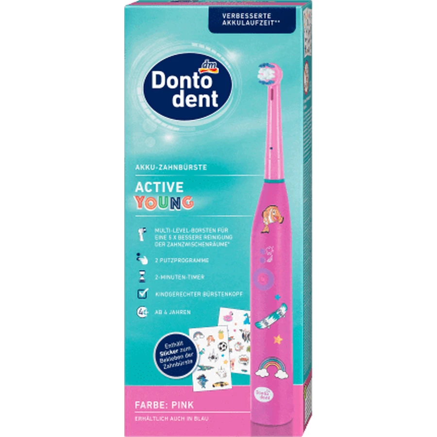 Dontodent Зубная щетка с батарейками Active Young розовая, 1 шт.: цены и характеристики