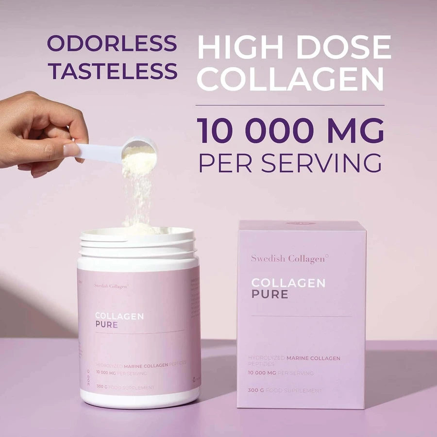 Чистий гідролізований колагеновий порошок Swedish Collagen 10.000 мг, 300 г: ціни та характеристики