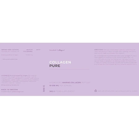 Чистий гідролізований колагеновий порошок Swedish Collagen 10.000 мг, 300 г: ціни та характеристики
