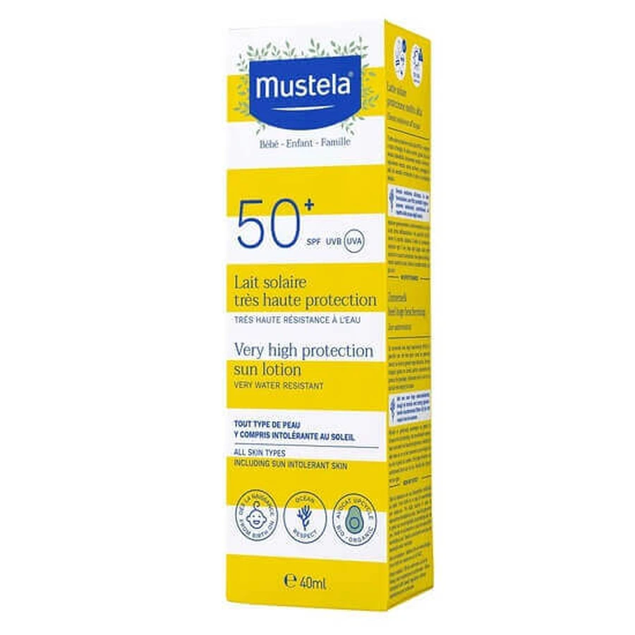 Сонцезахисний лосьйон Mustela SPF 50+, 40 мл: ціни та характеристики