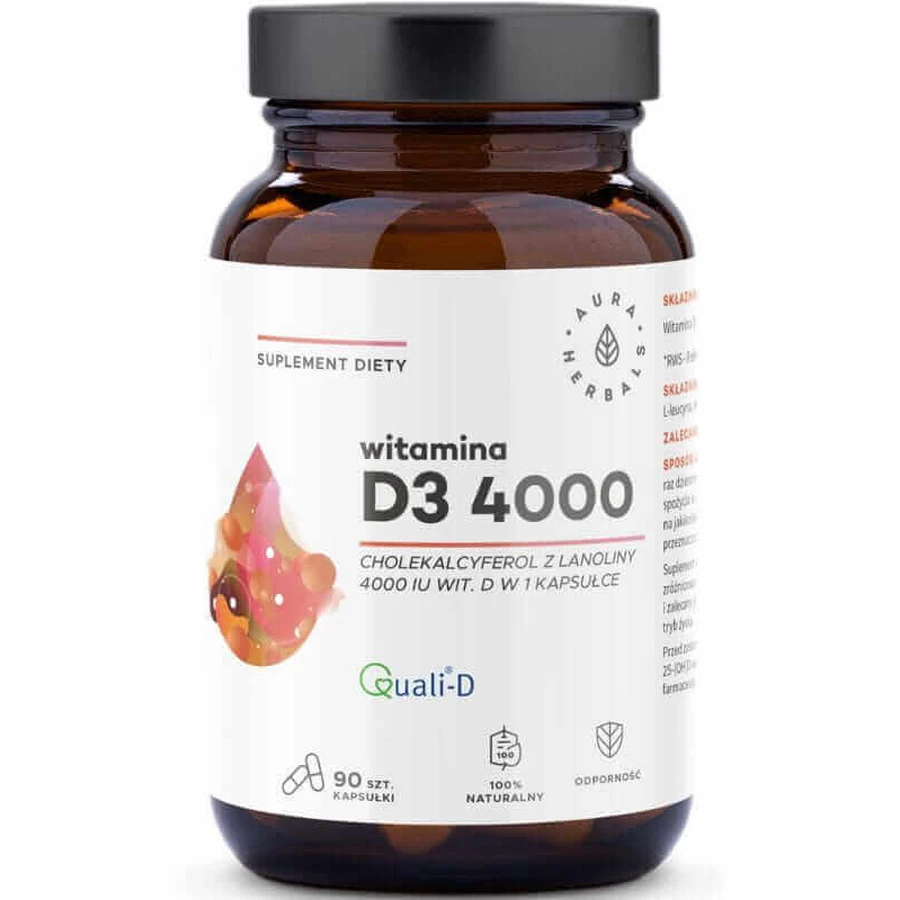 Вітамін D3 4000 МО 90 капсул Aura Herbals: ціни та характеристики