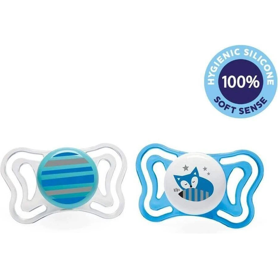 CHICCO Physio Light силиконовая пустышка для мальчика - 2 шт, 6-16 м+ 1×2 шт, ортодонтическая пустышка: цены и характеристики