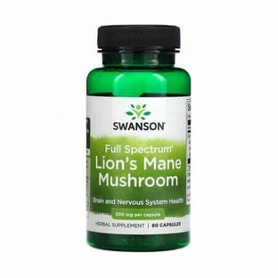 Гриб Ежовик гребенчатый (Львиная грива) 500 мг Swanson, 60 капсул