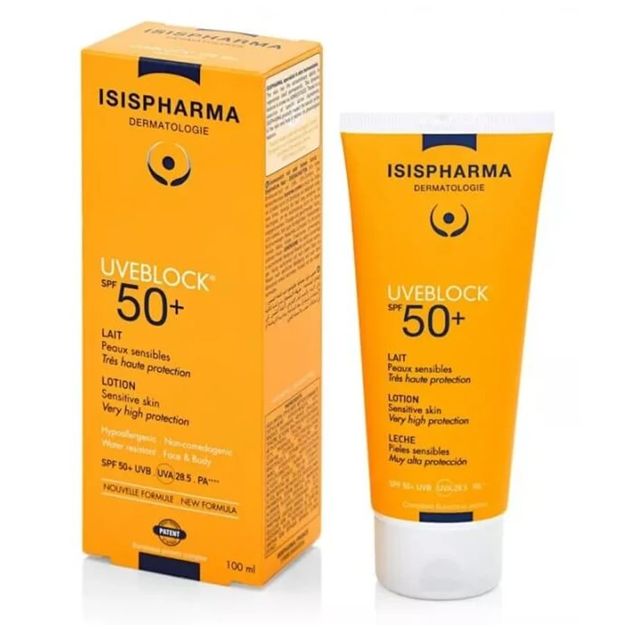 Сонцезахисний лосьйон для обличчя та шиї Isis Pharma UVEBLOCK Loiune SPF 50+, зволожувальний, 100 мл: ціни та характеристики