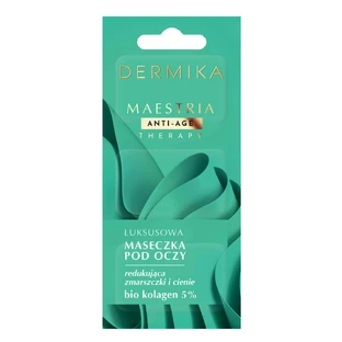 Dermika Maestria, розкішна маска для шкіри навколо очей для зменшення зморшок і темних кіл, біо колаген 5%, 3 x 1,5 мл