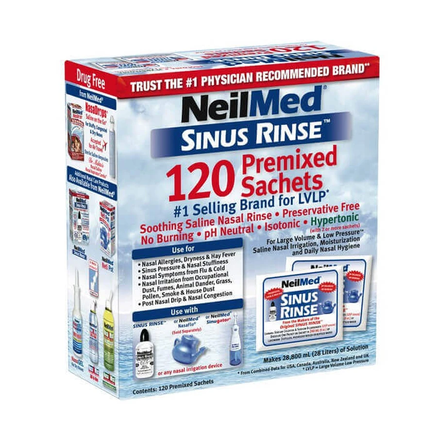 Набір для полоскання носових пазух Sinus Rinse Kit для дорослих, 120 саше: ціни та характеристики