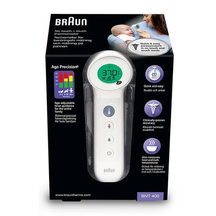 Термометр Braun No touch + touch с функцией Age Precision BNT400: цены и характеристики