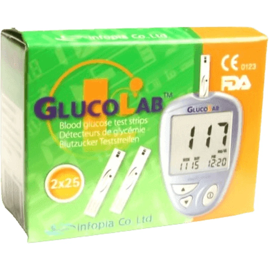 Тест-полоски для глюкозы GlucoLab для глюкометра 50 шт.: цены и характеристики