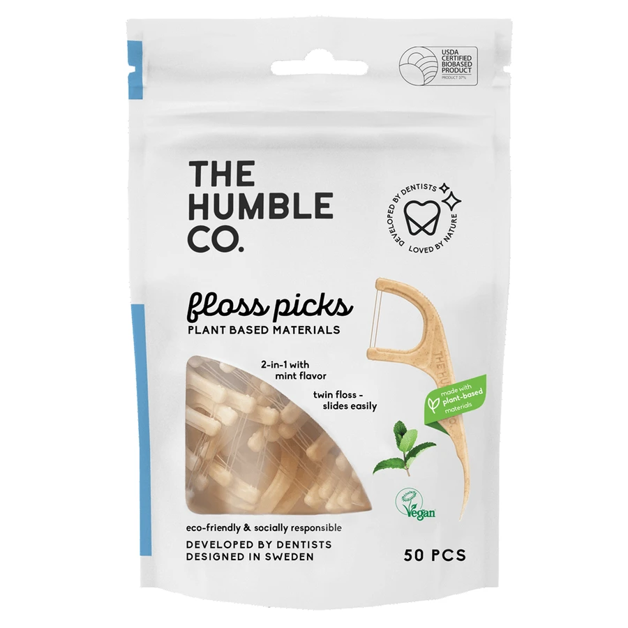 Мятная зубная нить с держателем, 50 штук, The Humble Co: цены и характеристики