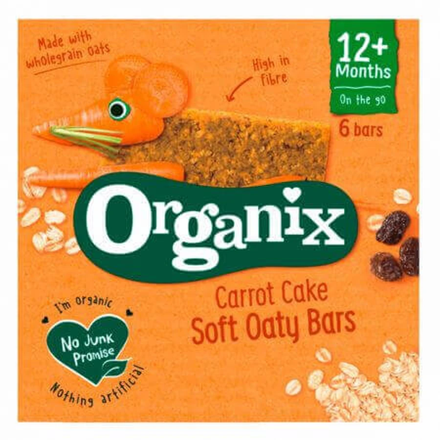 Батончик Organix Carrot Cake Soft Oaty Bars органічний, для дітей з 12 місяців, 6 шт. по 23 г: ціни та характеристики