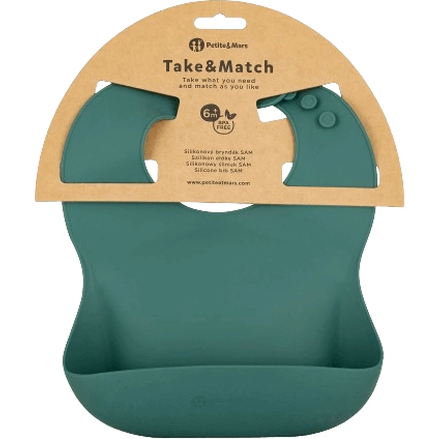 Petite&Mars Силиконовый нагрудник Take&Match Misty Green 6м+: цены и характеристики