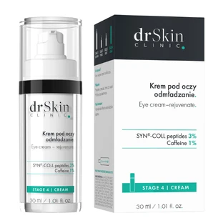 Крем для повік DrSkin Clinic SYN-COLL Peptides 3%, Caffeine 1%, розгладжувальний, 30 мл