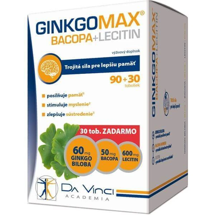 Da Vinci Academia Гінкгомакс + Бакопа + Лецитин, 120 капсул: ціни та характеристики