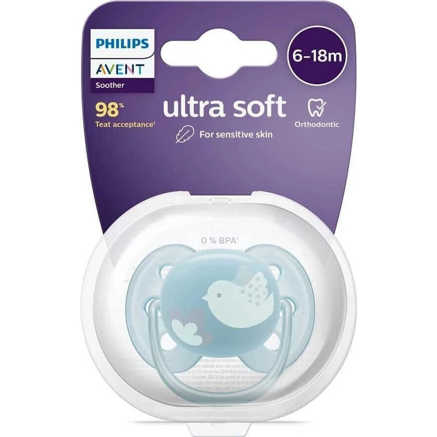 Philips AVENT Пустышка Ultrasoft Premium 6-18 м голубая 1 шт 1×1 шт, пустышка: цены и характеристики