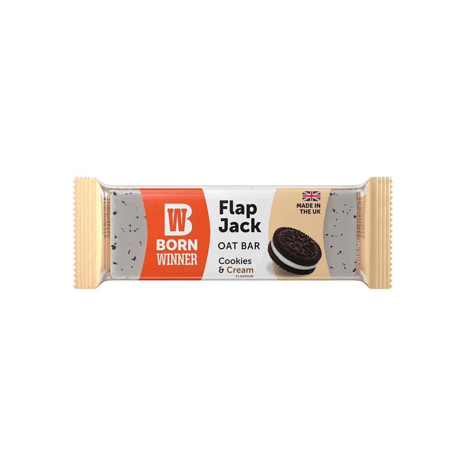 Овсяный батончик Flap Jack в белом шоколаде с кремовым печеньем Flap Jack, 100 г, Born Winner: цены и характеристики