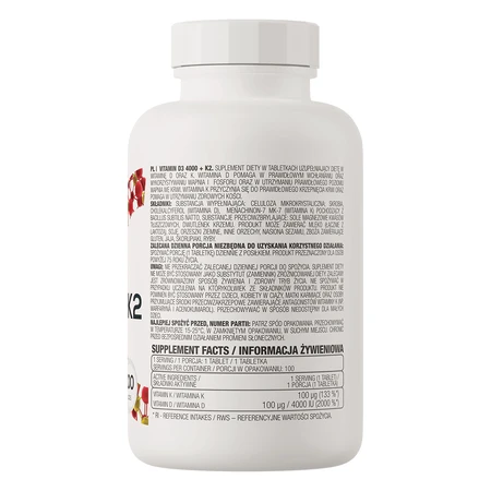 Витамин D3 4000 + K2 OstroVit Vitamina D3 4000 + K2, 100 таблеток: цены и характеристики