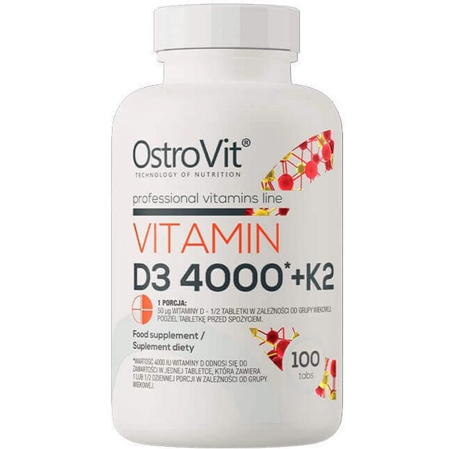 Витамин D3 4000 + K2 OstroVit Vitamina D3 4000 + K2, 100 таблеток: цены и характеристики