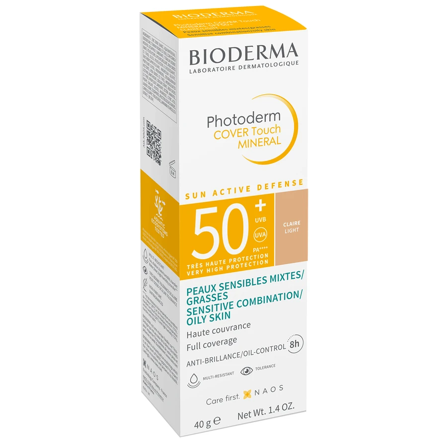 Bioderma Photoderm Cover Touch Mineral, непрозорий мінеральний флюїд, світлий, SPF 50+, 40 г: ціни та характеристики