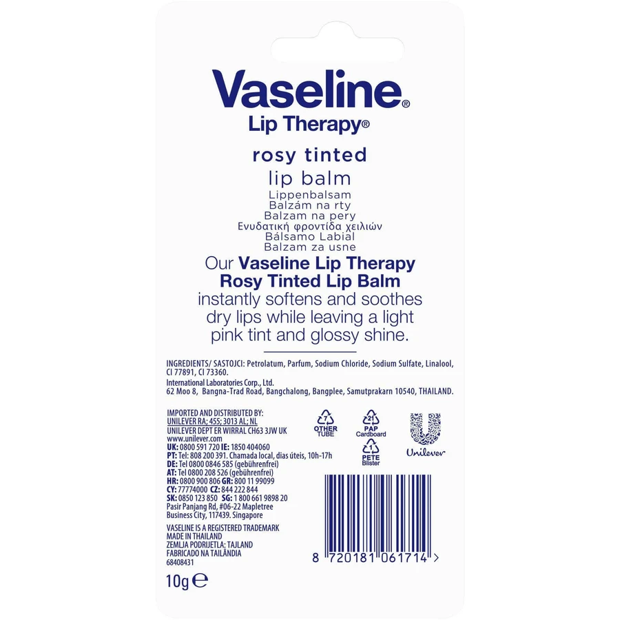 Vaseline Lip Therapy Liptube росистый тонированный бальзам для губ 10 г: цены и характеристики
