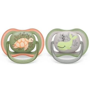 Пустышка Philips Avent Ultra Air, 6-18 месяцев, 2 штуки, зеленая и серая, SCF085/60, Philips
