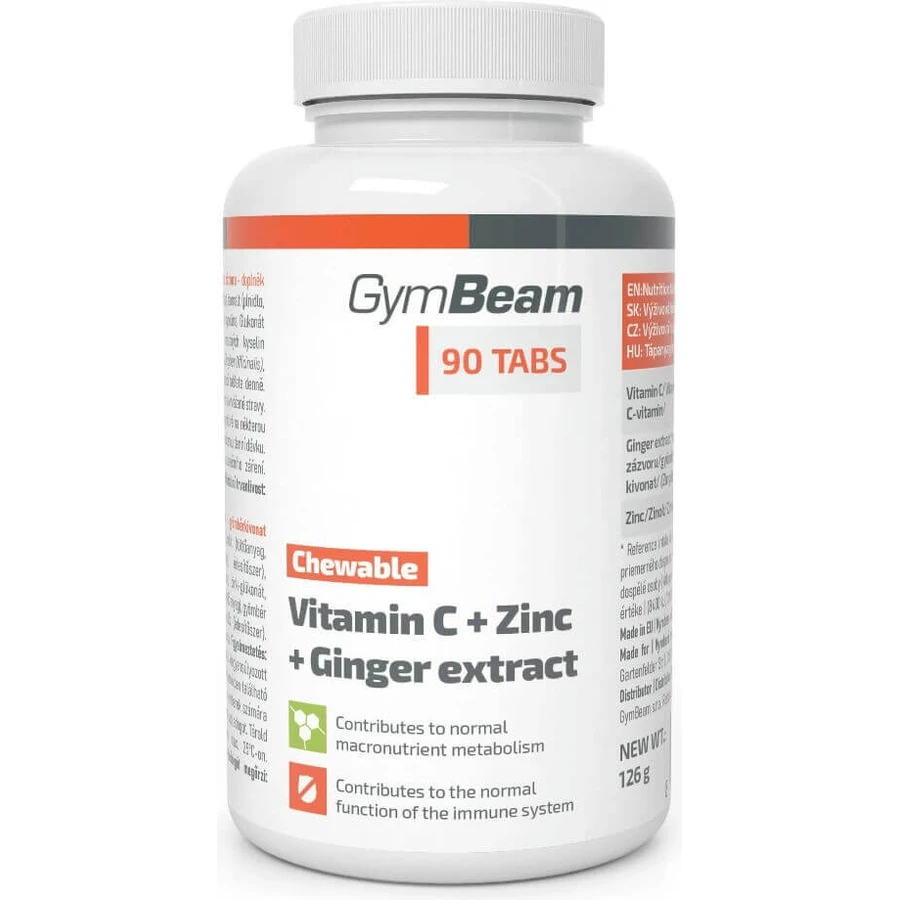 Gymbeam vit c + zn + екстракт імбиру 90tbl 90 таблеток: ціни та характеристики
