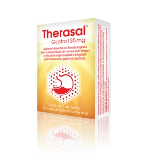 Добавка для здоровья кожи и слизистой желудка Therasal Gastro 135 мг, 30 капсул, Ведра