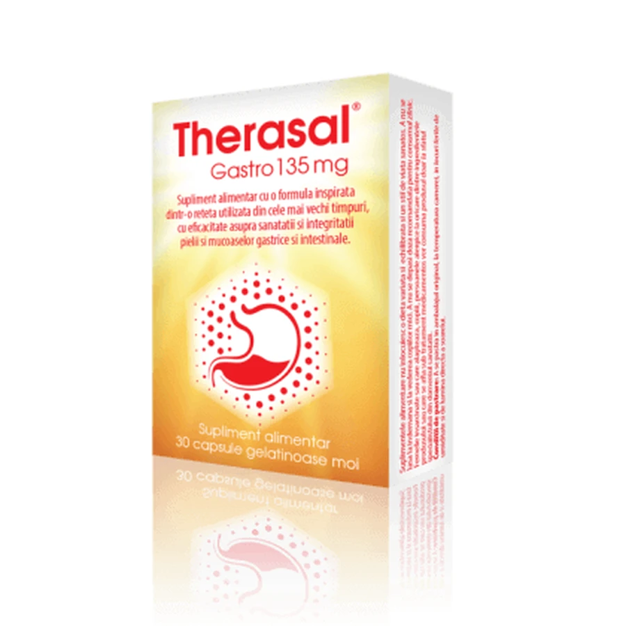 Добавка для здоровья кожи и слизистой желудка Therasal Gastro 135 мг, 30 капсул, Ведра: цены и характеристики