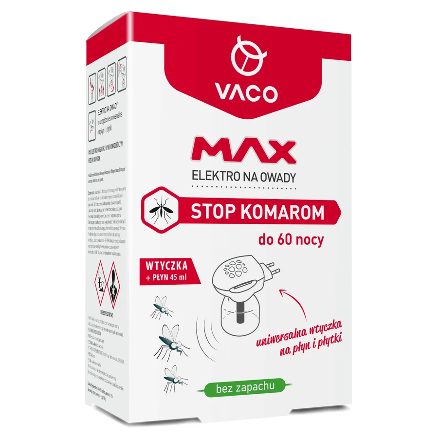 Vaco Max Elektro від комах, вилка + засіб від комарів, 45 мл: ціни та характеристики