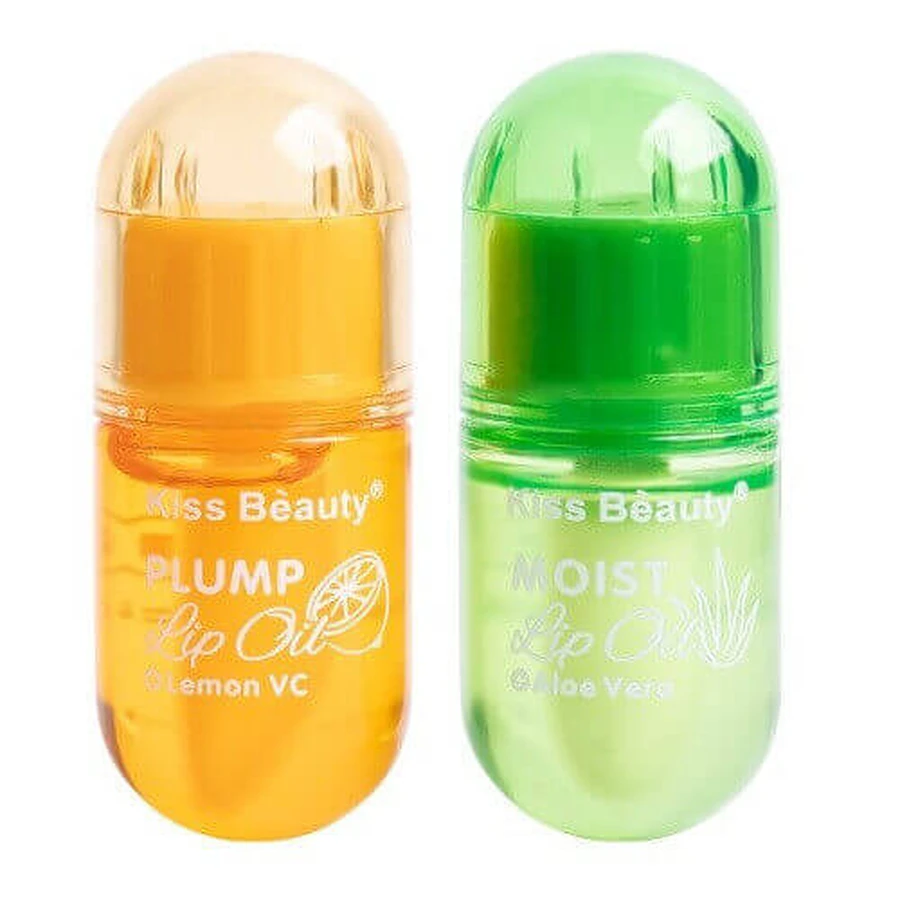 Kiss Beauty, Plump, Lemon and Aloe Vera Lip Gloss Set 2 блеска для губ, увлажняющие и придающие объем: цены и характеристики