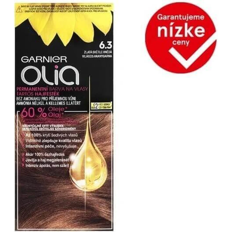 Garnier Olia стійка фарба для волосся 16.3 Золотисто-русявий набір 1×1, перманентна фарба для волосся: ціни та характеристики