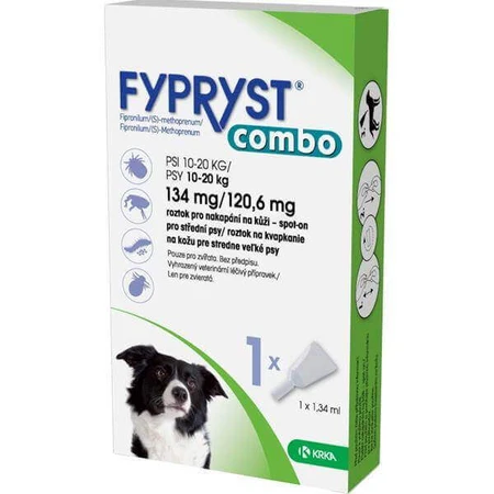 Фиприст Комбо KRKA Fypryst Combo134 мг/120,6 мг для собак массой 10-20 кг, капли, 1.34 мл: цены и характеристики