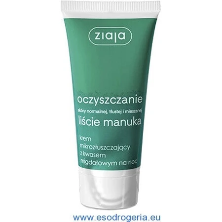 Ziaja Manuka - відлущуючий нічний крем для жирної та комбінованої шкіри 12+ 1×50 мл, нічний крем: ціни та характеристики