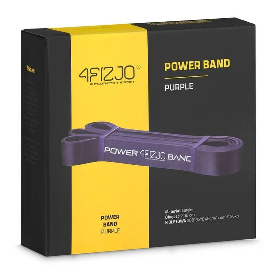 4Fizjo Power Band, резистивная лента для упражнений, фиолетовая, 17-26 кг: цены и характеристики