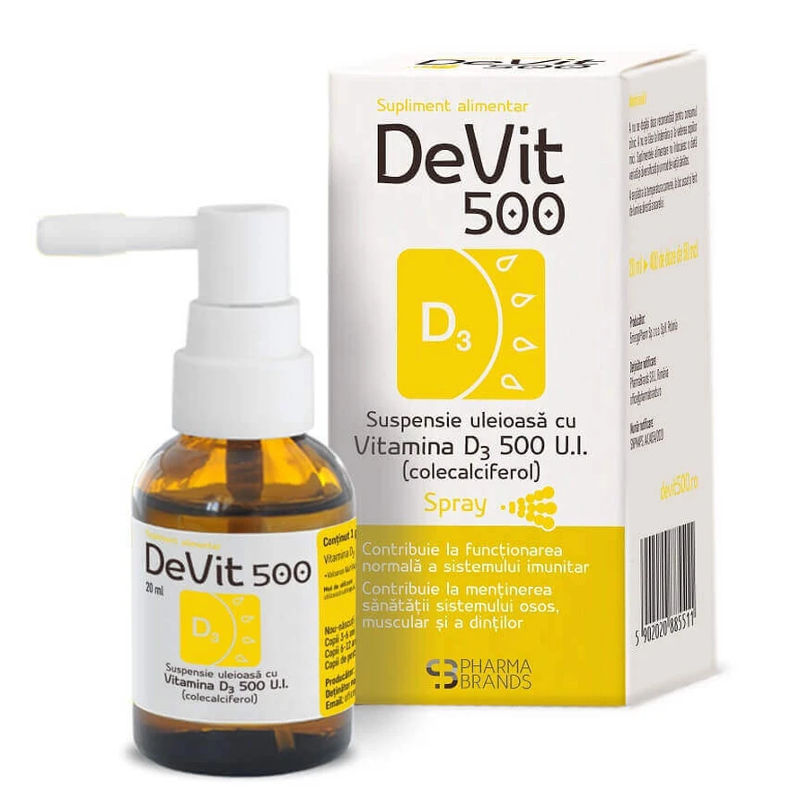 Спрей Pharma Brands DeVit 500 с витамином D3 500 МЕ суспензия масляная, 20 мл: цены и характеристики
