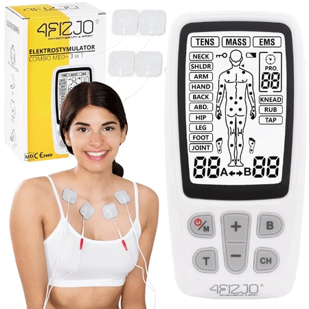 4Fizjo Combo Med+, 3-в-1 электростимулятор TENS, EMS, MASS, работает от батареек: цены и характеристики
