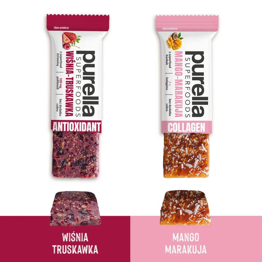 Антиоксидантний батончик Purella Superfoods, вино-полуниця, 40 г: ціни та характеристики