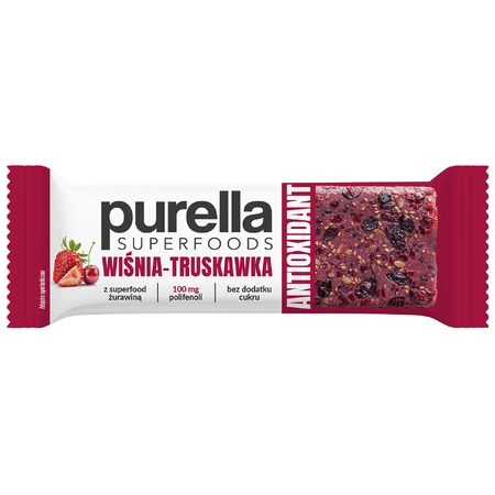 Антиоксидантний батончик Purella Superfoods, вино-полуниця, 40 г: ціни та характеристики