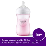 Avent Natural Response, бутылочка с реагирующей соской, розовая, поток 3, SCY903/11, после 1 месяца, 260 мл