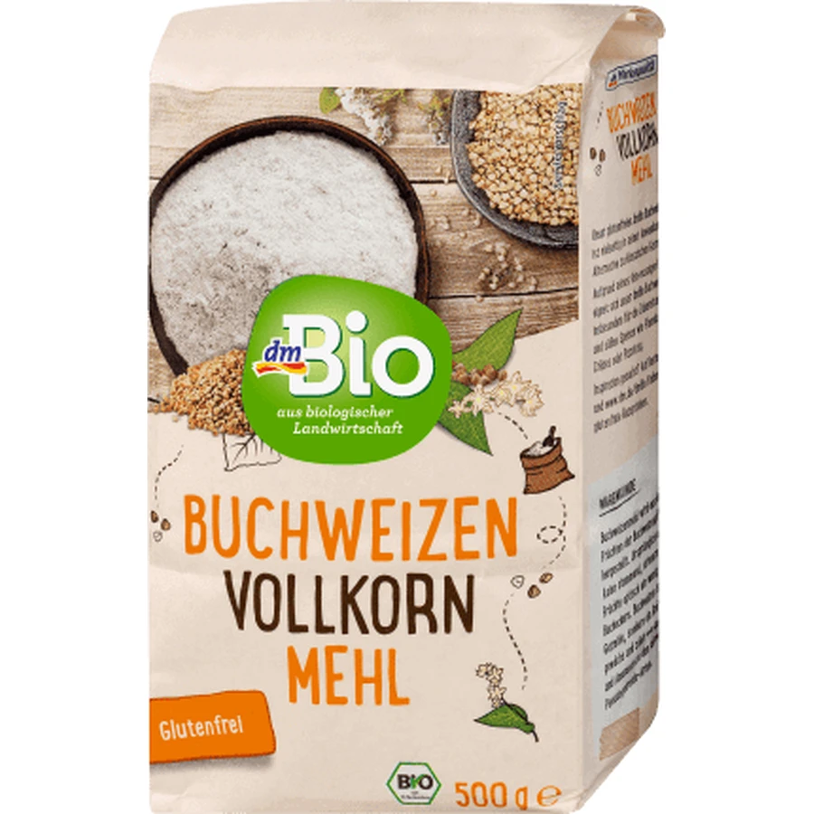 DmBio Цільнозернове борошно хрік цільнозерновий кінець ЕКО, 500 г: ціни та характеристики