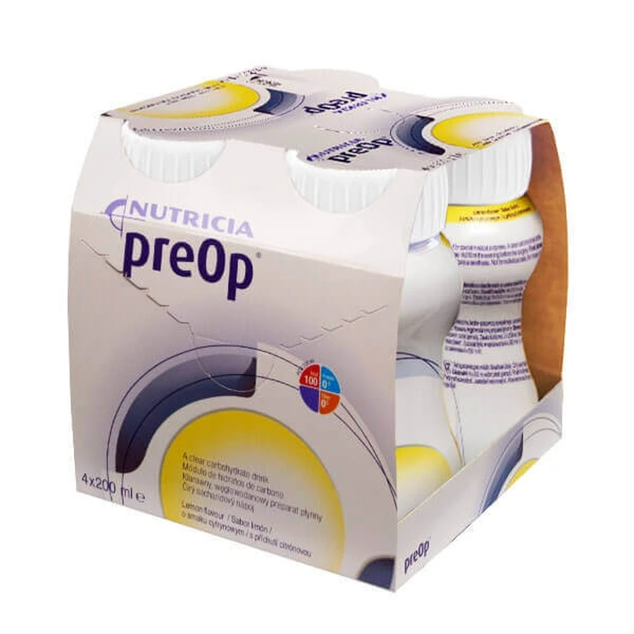 PreOp, рідкий препарат для хірургічних пацієнтів, зі смаком лимона, 4 х 200 мл: ціни та характеристики