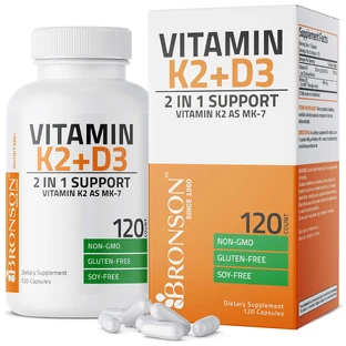 Вітамін К2 90 мкг + вітамін D3 5000 МО Bronson Laboratories, 120 капсул