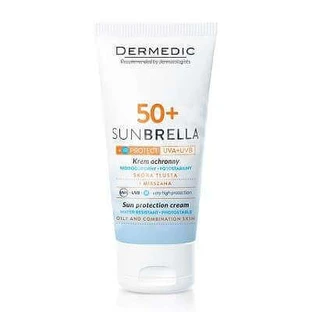 Сонцезахисний крем Sunbrella SPF 50+ для комбінованої жирної шкіри, схильної до акне Sunbrella, 50 г, Dermedic