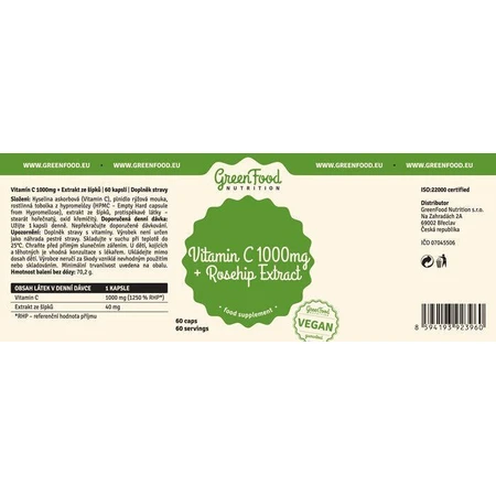 GreenFood Nutrition Витамин C 1000 + экстракт шиповника 60 капсул: цены и характеристики